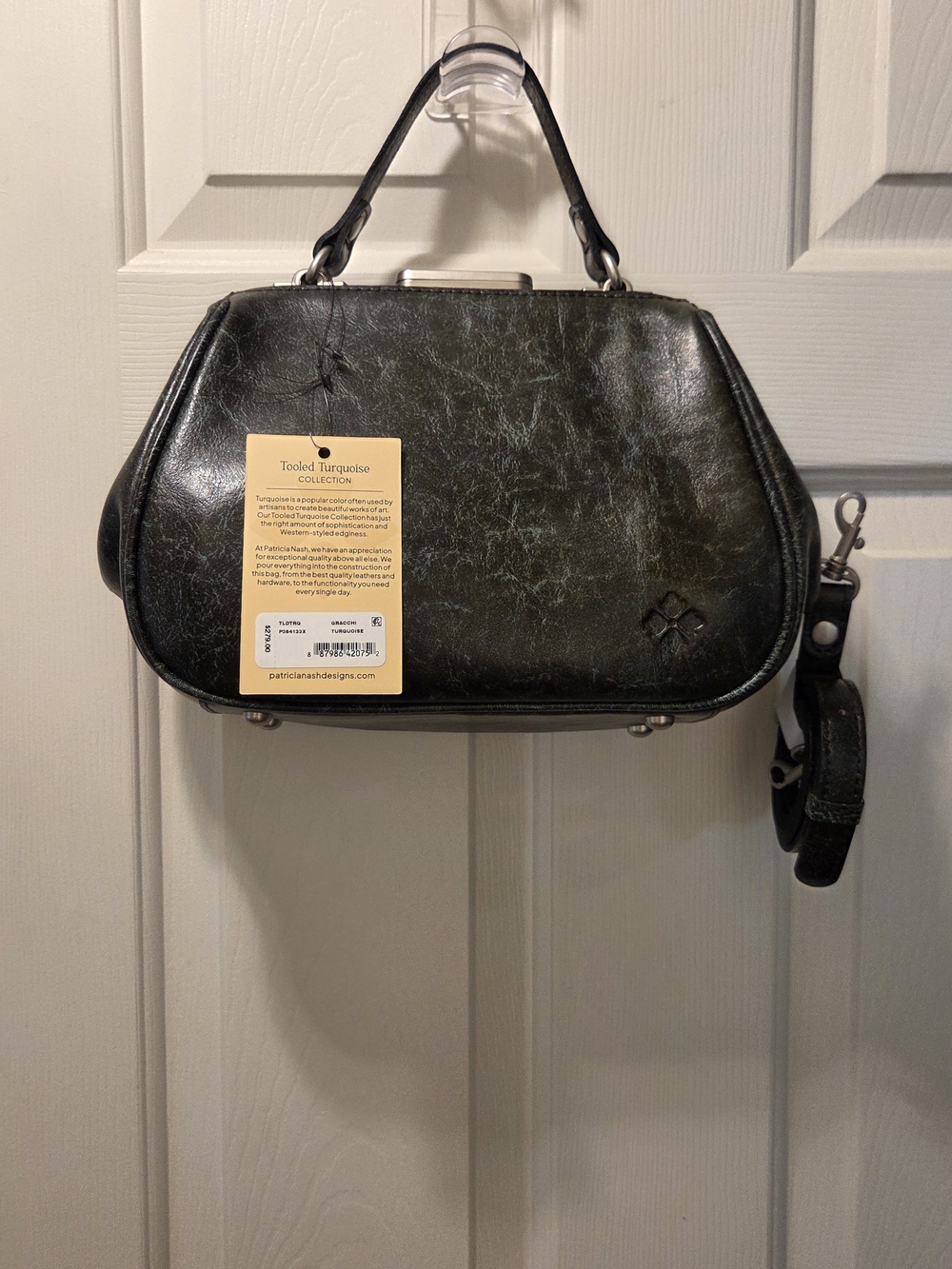 Patricia Nash Brown & Turquoise Floral Tooled Satchel - Picture 5 of 5